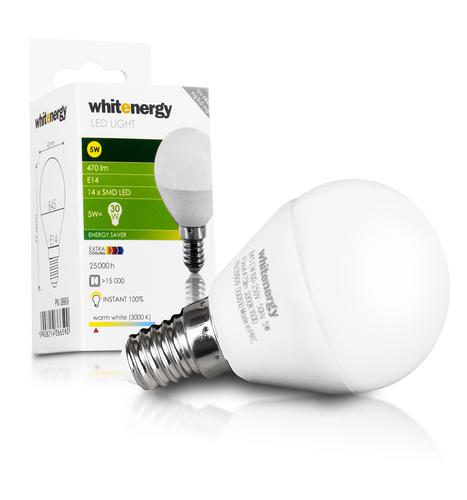 WHITENERGY LED žárovka, 14xSMD2835, B45, E14, 5W, bílá mléčná 09909