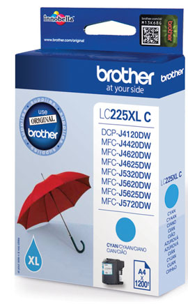 Fotografie BROTHER LC-225XLC (inkoust cyan, 1200 str.) (LC225XLC)
