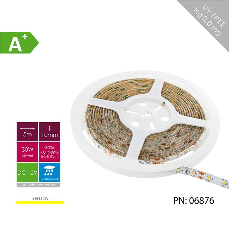 WHITENERGY LED pásek voděodolná 5m barva světla žlutá LED 60ks/m 6W/m 12V, 06876