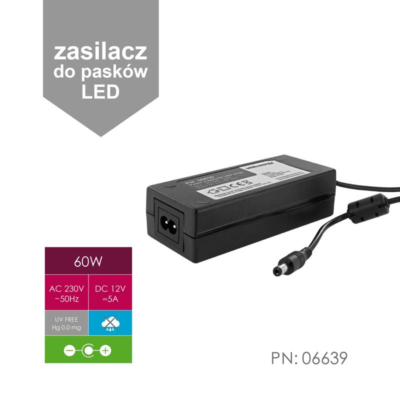 WHITENERGY Napájecí zdroj pro LED pásky 60W / 12V DC/ 5A interní 06639