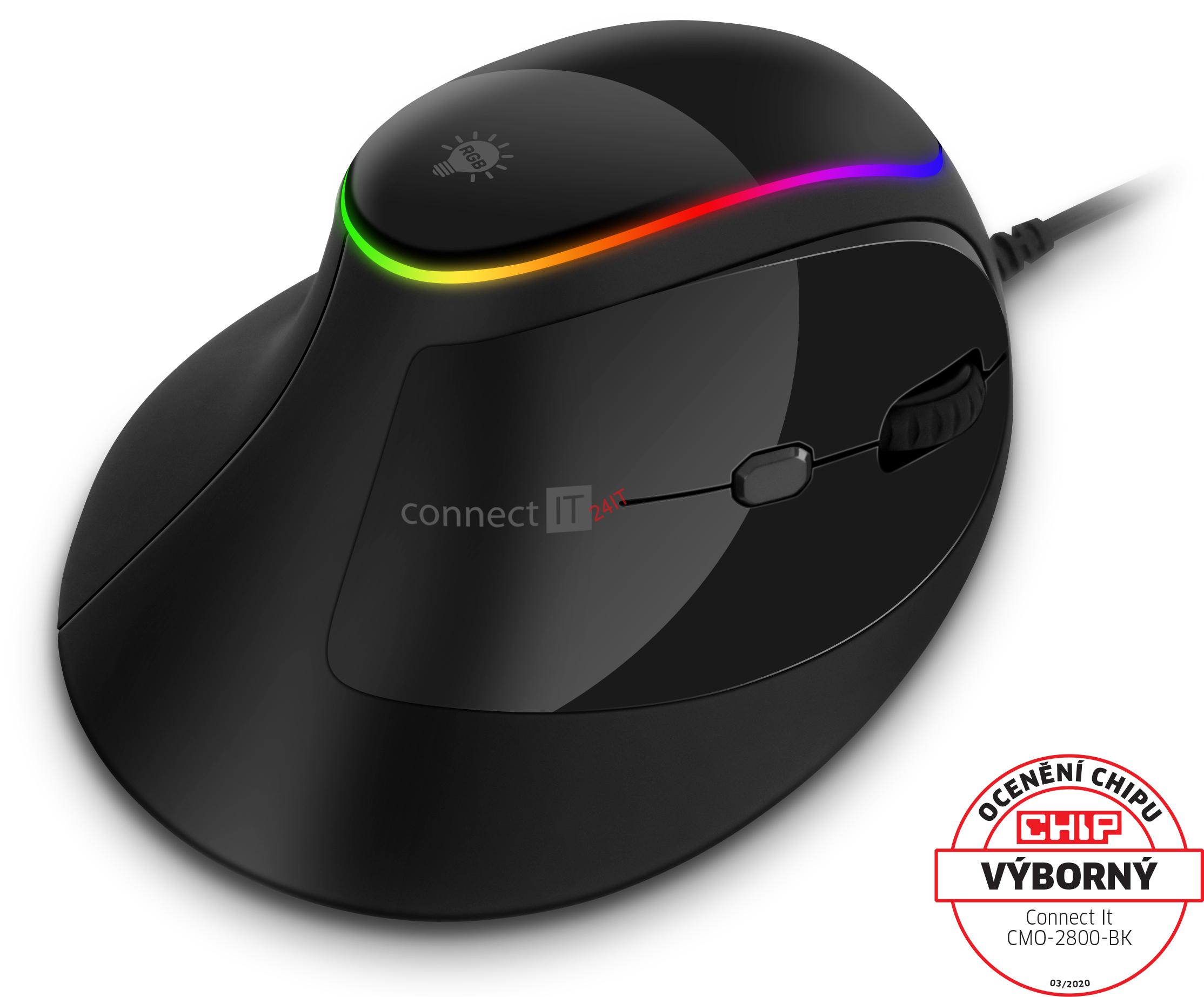 CONNECT IT GAME FOR HEALTH ergo vertikální myš 2800, USB,1600dpi, bezdrátová RGB