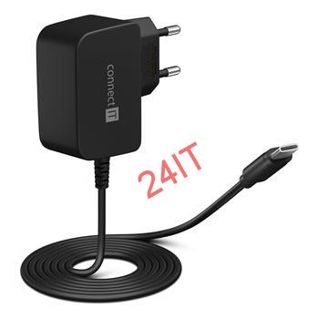CONNECT IT InWallz SNAKE nabíjecí adaptér s kabelem USB-C 1m, 2.4A, černý