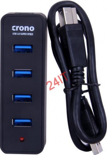 HUB Crono 4 porty, USB 3.0, černý