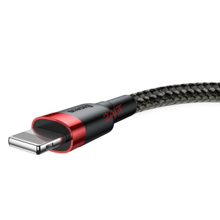BASEUS kabel USB A na Lightning 2,4A 1m, opletený, černo-červený