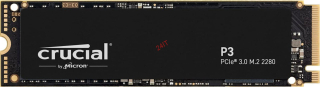 CRUCIAL P3 1TB M.2 2280 NVMe 3x4,(až čtení: 3500MB/s; zápis: 3000MB/s)