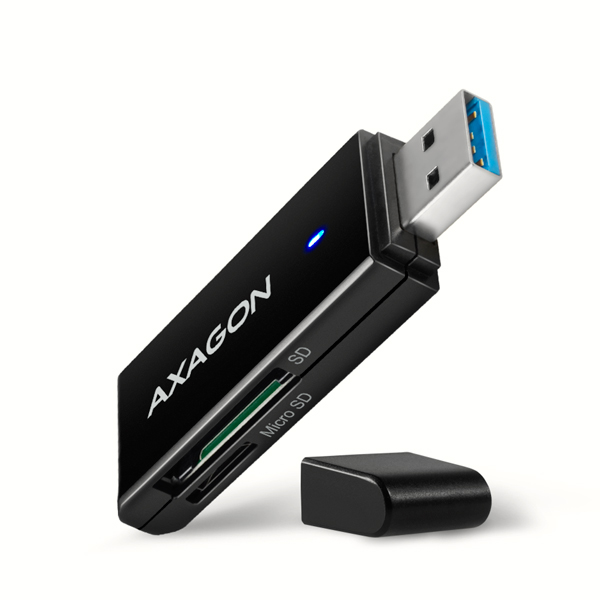 Fotografie AXAGON CRE-S2N, USB-A 3.2 Gen 1 - SUPERSPEED,2slot & lun SD/microSD
